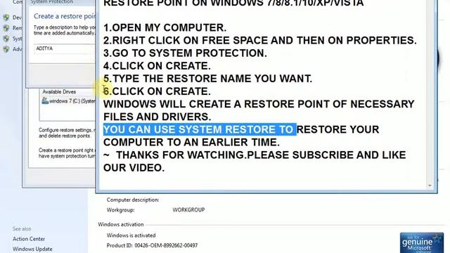 HOW TO CREATE A RESTORE POINT ON PC смотреть онлайн