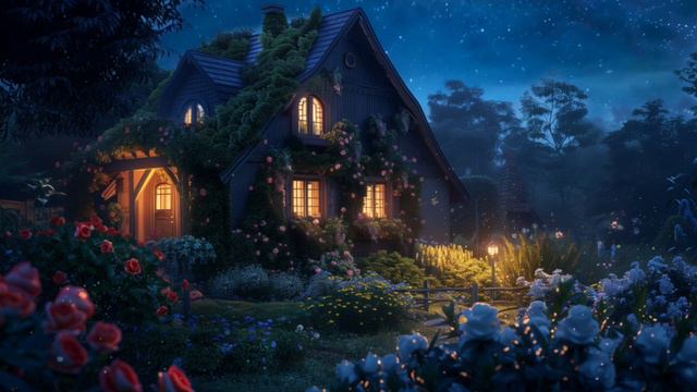 Dreamy Ambience 🌙   Enchanted Cottage Garden With Fireflies & Crickets   Relaxation & Sleep