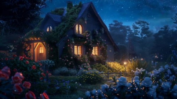 Dreamy Ambience 🌙   Enchanted Cottage Garden with Fireflies & Crickets   Relaxation & Sleep