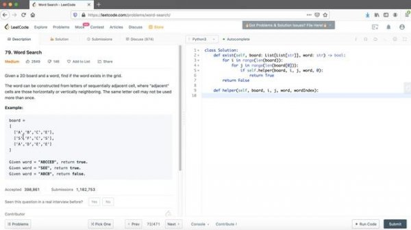 LeetCode in Python 79. Word Search - Michelle小梦想家
