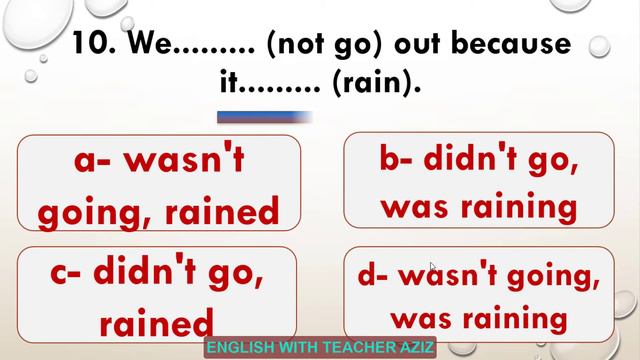 SIMPLE PAST VS PAST CONTINUOUS QUIZ смотреть онлайн