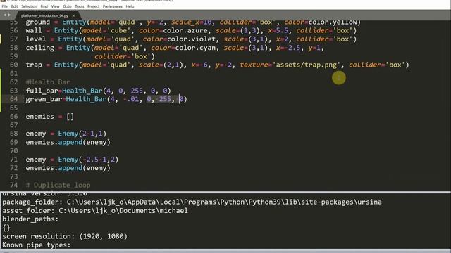Introduction to Platformer in Ursina Engine in Python # 5, Adding a Health Bar смотреть онлайн