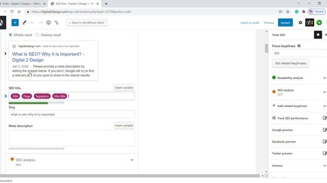 How To Add Meta Description In WordPress | Yoast SEO Tutorial | Digital 2 Design смотреть онлайн