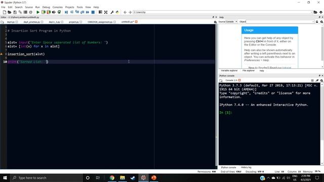Insertion Sort in Python смотреть онлайн