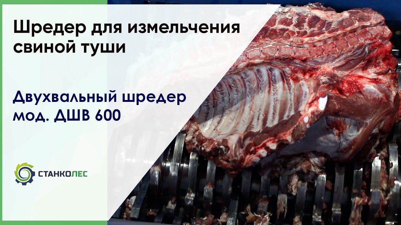 Шредер для измельчения мяса свинины / двухвальный шредер мод. ДШВ 600 / видеоработа смотреть онлайн
