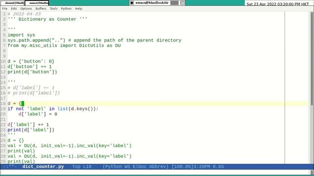 Python in Emacs 0019 -- How to use dictionary as counter for unexpected keys? смотреть онлайн