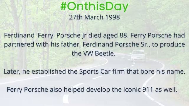 On this day 27th March 1998 - Ferdinand Porsche Jr died aged 88 смотреть онлайн