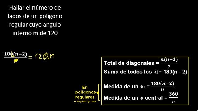 Hallar el número de lados de un polígono regular cuyo ángulo interno mide 120 смотреть онлайн