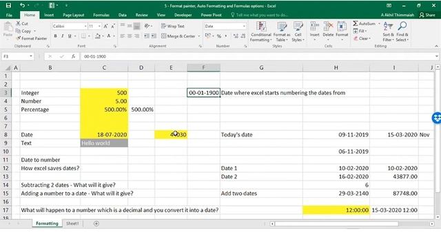 Format Painter, Auto Formatting & Formulas Options In Excel | Introduction to Excel смотреть онлайн