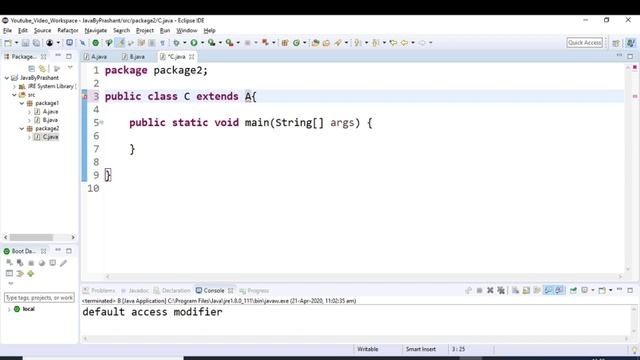 Java | Access Modifiers in Java | Public, Protected, Private and Default | GP Java with Prashant смотреть онлайн