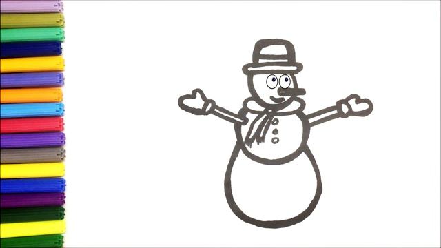 Как нарисовать снеговика | Сурет салу | Snowman drawing смотреть онлайн