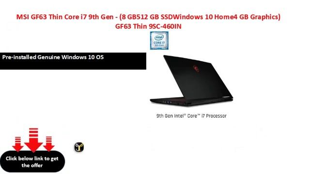 MSI GF63 Thin Core i7 9th Gen - (8 GB512 GB SSDWindows 10 Home4 GB Graphics) GF63 Thin 9SC-460IN смотреть онлайн