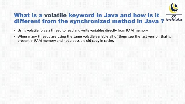 What is a volatile keyword in Java and how is it different from the synchronized method in Java? смотреть онлайн