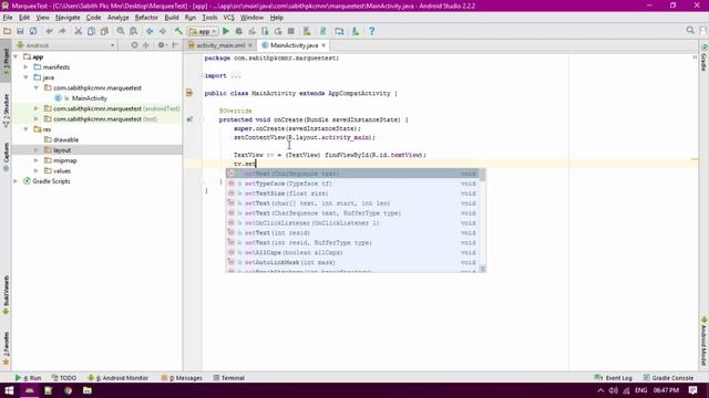 How to Use Marquee Text in Android App - Android Studio 2.2.2 Tutorial смотреть онлайн