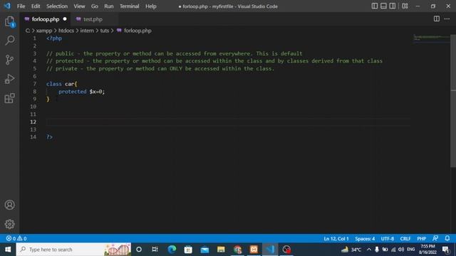 PHP OOP Access Modifier public, private, protected Tutorial смотреть онлайн