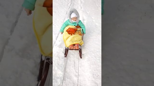 Папа меня везёт на санках смотреть онлайн