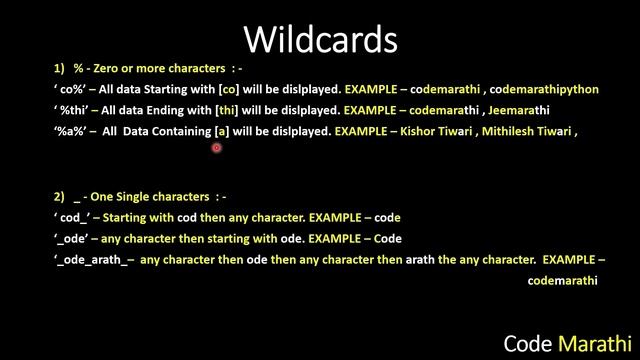 LIKE with % Wildcard in SQL | SQL Tutorial For Beginners in Marathi #44 #sql смотреть онлайн