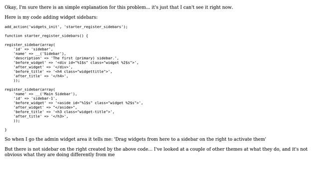Wordpress: An issue with register_sidebar and the admin interface смотреть онлайн