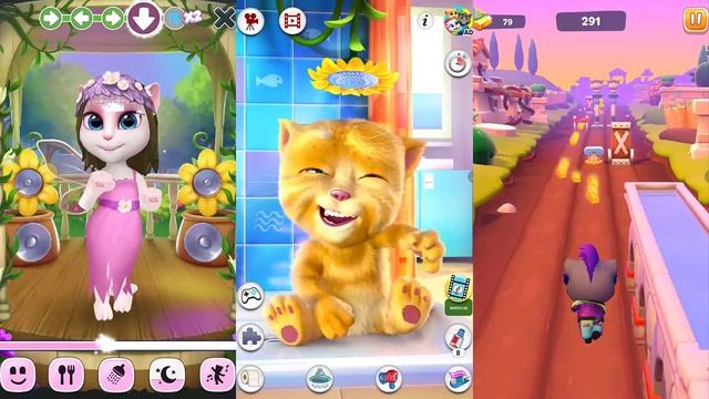 My Talking Angela vs Talking Ginger vs Gold Run 2 Gameplay смотреть онлайн