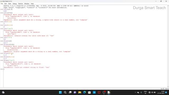 Type Conversions in python || with Execution смотреть онлайн