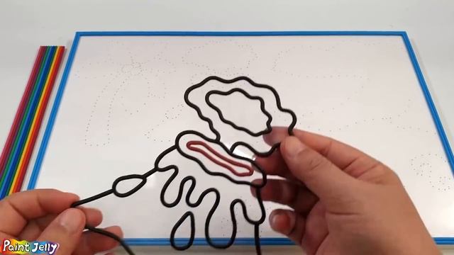 Dinosaur, Volcanic Lava Jelly Painting & Coloring | Menggambar Dan Mewarnai Dinosaurus