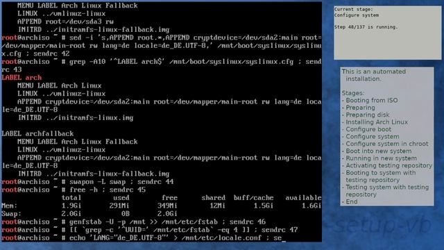 Arch Linux installation recording to kernel 6.6.0-arch1-1 (testing) смотреть онлайн