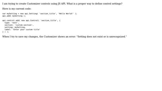 Wordpress: Customizer JS API: Defining control settings смотреть онлайн