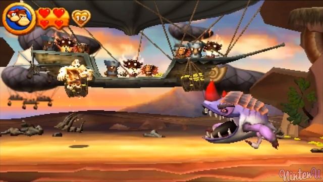 Donkey Kong Country Returns 3D - All Bosses With Golden Donkey Kong