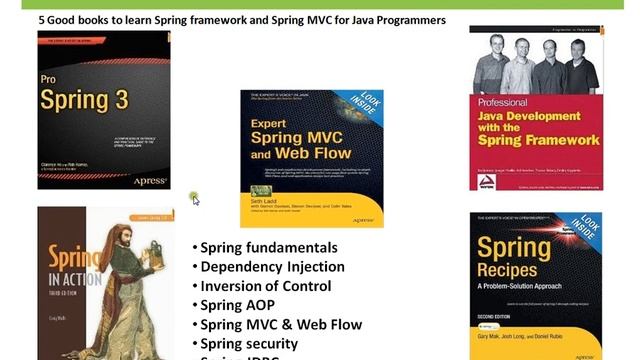 Five books to learn Spring framework and Spring MVC for Java Programmers смотреть онлайн