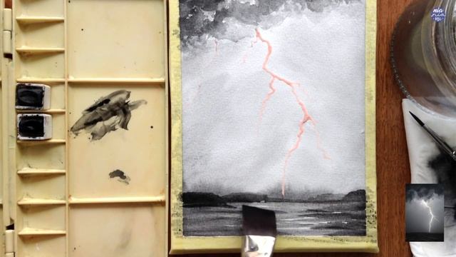 Black and White Lightning: Step by Step Watercolor Tutorial смотреть онлайн