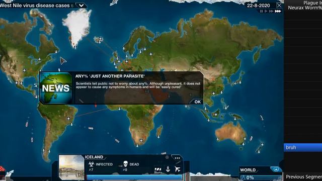 [Plague Inc: Evolved] Neurax Worm% (Mega Brutal) in 1:46.06 (Previous WR) смотреть онлайн
