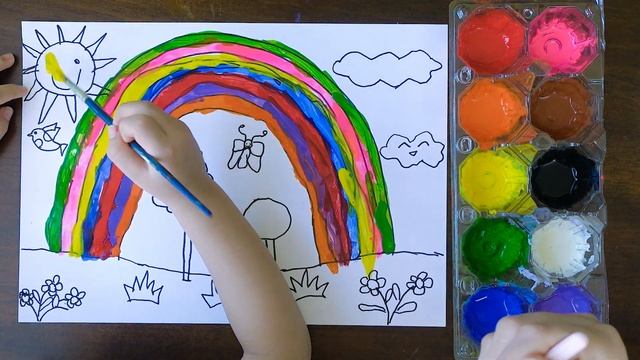 How to Draw Rainbow - 3-4 Year Old Baby Learning #01 смотреть онлайн