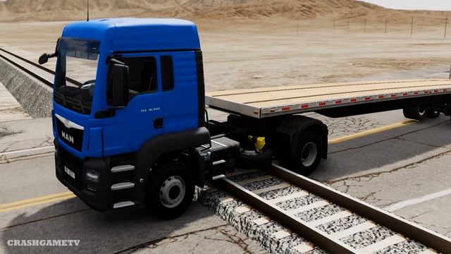 Lego Cars Stuck but Transport Flatbed Truck Car Rescue - Cars vs Train and Rails - BeamNG.drive смотреть онлайн