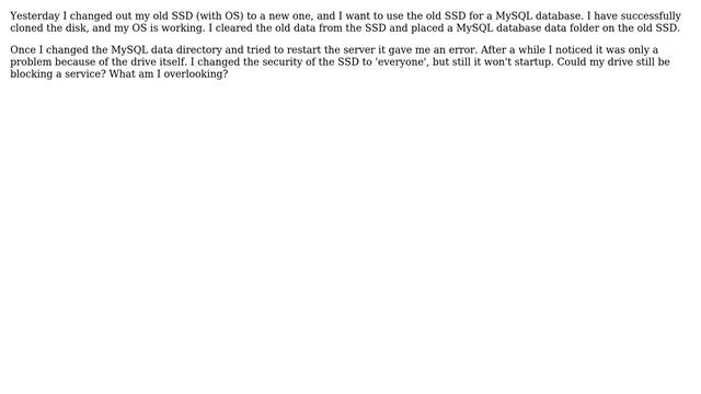 MySQL service not starting due to new SSD смотреть онлайн