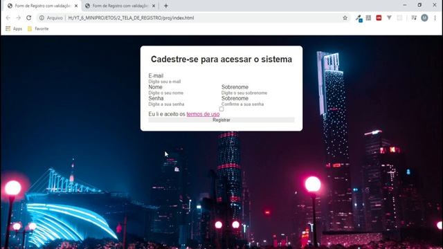 Tela de Cadastro com HTML/CSS e validações de JavaScript (utilizando Orientação a Objetos) parte 1 смотреть онлайн