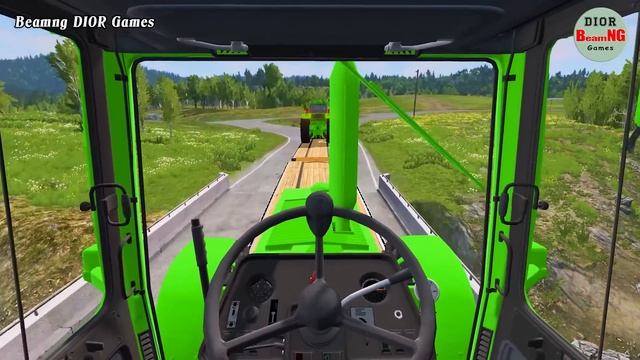 Double Flatbed Trailer Truck vs speed bumps|Busses vs speed bumps|Beamng Drive|536 смотреть онлайн