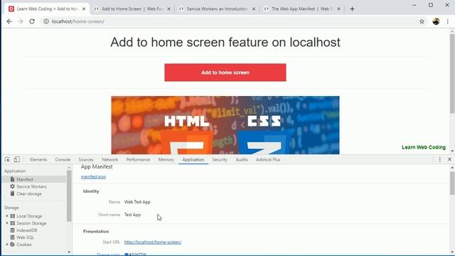 Add to home screen feature on localhost смотреть онлайн