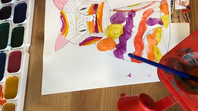 Кот будущего для детей легко акварель🤞✌️ смотреть онлайн