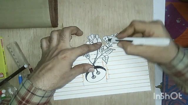 how to drawing rose flower tric line paper circle смотреть онлайн