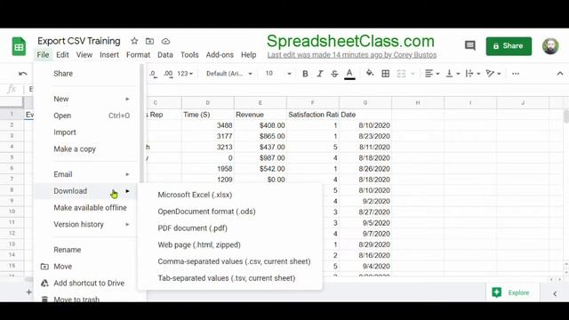 How to export / download a CSV from Google Sheets смотреть онлайн