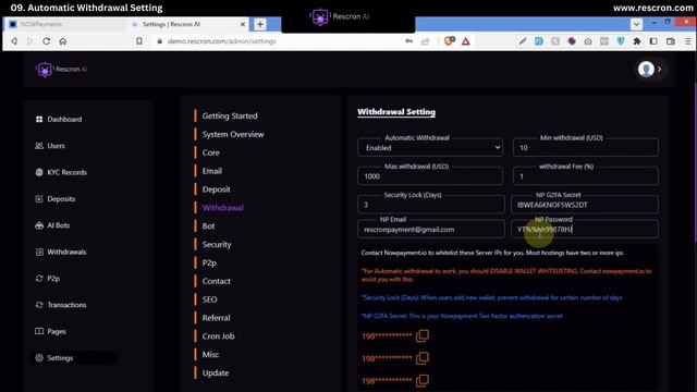 09. Automatic Withdrawal Setting | Rescron AI смотреть онлайн