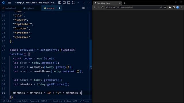 Mini Time & Date Widget | Javascript Project With Source Code смотреть онлайн