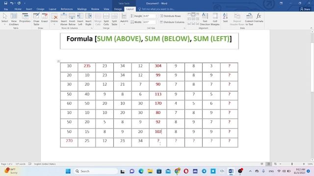 Episode #03 Word Formula [SUM (ABOVE), SUM (BELOW), SUM (LEFT)]#excel #world #powerpoint #photoshop смотреть онлайн