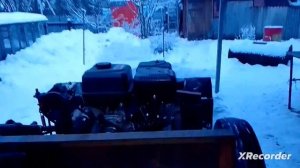 Чистка снега на УАЗе с двигателем от мотоблока.