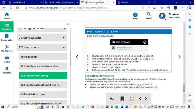 A-Level IT Spreadsheets Course Book Practical Activity -- 8.06-- A Level IT 9626 смотреть онлайн