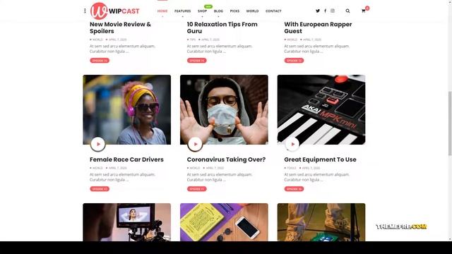 WipCast - A Podcast Blogging WordPress Theme audio music Easy Create Website смотреть онлайн