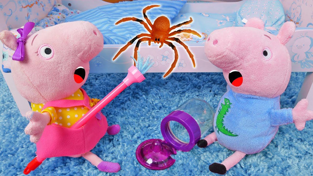 Свинка Пеппа и новый питомец Джорджа - паучок! Видео про игрушки Свинка Пеппа на русском языке смотреть онлайн