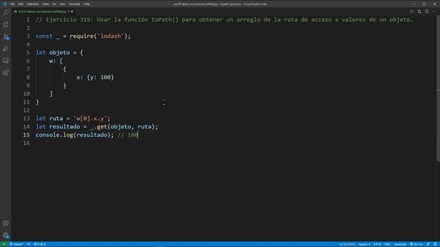 Lodash Ejercicio: 319 toPath() para Obtener las Partes de una Ruta de Acceso a un Valor de un Objet смотреть онлайн
