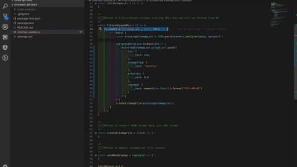 How to create script to update Sitemap.xml using Javascript.