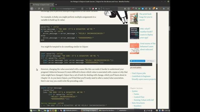 Clojure for the Brave and True 4 Syntax, Data Structures - Do Things: A Clojure Crash Course смотреть онлайн